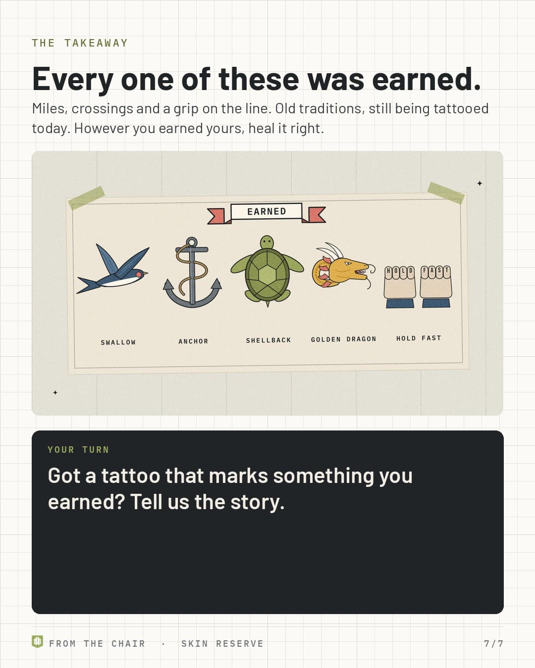 Takeaway: every one of these was earned, with all five designs on a flash sheet under an Earned banner